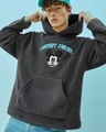 Shop Men's Grey Mickey Graphic Printed Oversized Hoodies-Front