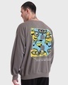Shop Men's Grey Minions Me Want Banana Graphic Printed Oversized Sweatshirt-Design