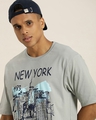 Shop Men's Grey New York Graphic Printed Oversized T-shirt