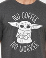 Shop Men's Grey No Coffee No Workee Star Wars Official Typography T-shirt-Full