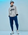Shop Men's Grey No Mad Typography Super Loose Fit Hoodie-Full