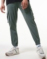 Shop Men's Grey Oversized Cargo Jogger Pants-Front