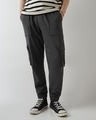 Shop Men's Grey Oversized Cargo Joggers-Front