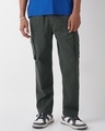 Shop Men's Grey Oversized Cargo Parachute Pants-Front