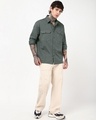 Shop Men's Grey Oversized Cargo Shirt-Full