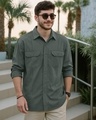 Shop Men's Grey Oversized Cargo Shirt-Front
