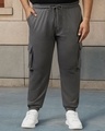 Shop Men's Grey Oversized Plus Size Cargo Joggers-Front