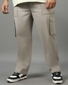 Shop Men's Grey Oversized Plus Size Cargo Pants-Front