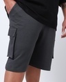 Shop Men's Grey Oversized Plus Size Cargo Shorts-Front