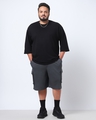 Shop Men's Grey Oversized Plus Size Cargo Shorts-Full