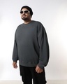 Shop Men's Grey Oversized Plus Size Sweatshirt-Front
