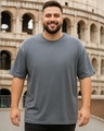 Shop Men's Grey Oversized Plus Size T-shirt-Front