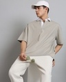 Shop Men's Grey Oversized Polo T-shirt-Front