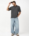 Shop Men's Grey Oversized Polo T-shirt-Full