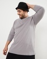 Shop Men's Grey Plus Size Henley T-shirt-Front