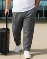 Shop Men's Grey Plus Size Warm Track Pants-Front