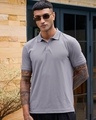 Shop Men's Grey Polo T-shirt-Front