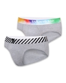 Shop Pack of 2 Men's Grey Printed Cotton Briefs-Front