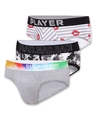 Shop Pack of 3 Men's Grey Printed Cotton Briefs-Front