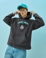 Shop Men's Grey Mickey Graphic Printed Oversized Hoodies-Front