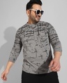 Shop Men's Grey Printed Plus Size T-shirt-Front