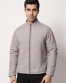 Shop Men's Grey Puffer Jacket-Front
