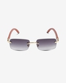 Shop Men's Grey Rectangle Polarised Lens Gradient Sunglasses-Full