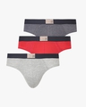 Shop Pack of 3 Men's Grey & Red Cotton Briefs-Front