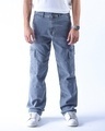 Shop Men's Grey Relaxed Fit Cargo Jeans-Front