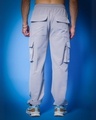 Shop Men's Grey Relaxed Fit Cargo Parachute Pants-Full