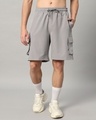 Shop Men's Grey Relaxed Fit Cargo Shorts-Front