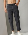 Shop Men's Grey Relaxed Fit Cargo Trousers-Front