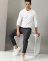 Shop Men's Grey Relaxed Fit Cargo Trousers-Full