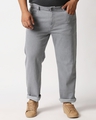 Shop Men's Grey Relaxed Fit Jeans-Front