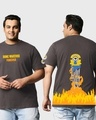Shop Men's Grey Rise of Guru Graphic Printed Plus Size Oversized T-shirt-Front