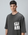 Shop Men's Grey Safari Graphic Printed Super Loose Fit T-shirt