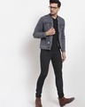 Shop Men's Grey Self Design Jacket-Full