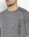 Shop Men's Grey Self Design Slim Fit T-shirt-Full