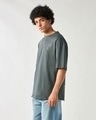 Shop Men's Grey Serenity Graphic Printed Oversized T-shirt-Full