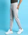 Shop Men's Grey Slim Fit Cotton Joggers-Full