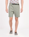 Shop Men's Grey Slim Fit Cotton Shorts-Front