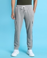 Shop Men's Grey Slim Fit Cotton Track Pants-Front