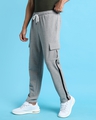 Shop Men's Grey Slim Fit Cotton Track Pants-Full