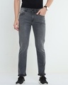 Shop Men's Grey Slim Fit Jeans-Front