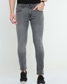 Shop Men's Grey Slim Fit Jeans-Front