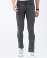 Shop Men's Grey Slim Fit Jeans-Front