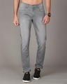 Shop Men's Grey Slim Fit Jeans-Front