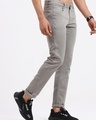 Shop Men's Grey Slim Fit Trousers-Design