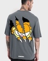 Shop Men's Grey Smiling Cat Graphic Printed Oversized T-shirt-Front