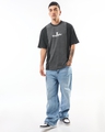 Shop Men's Grey Snoopy Cut & Sew Oversized Acid Wash T-shirt